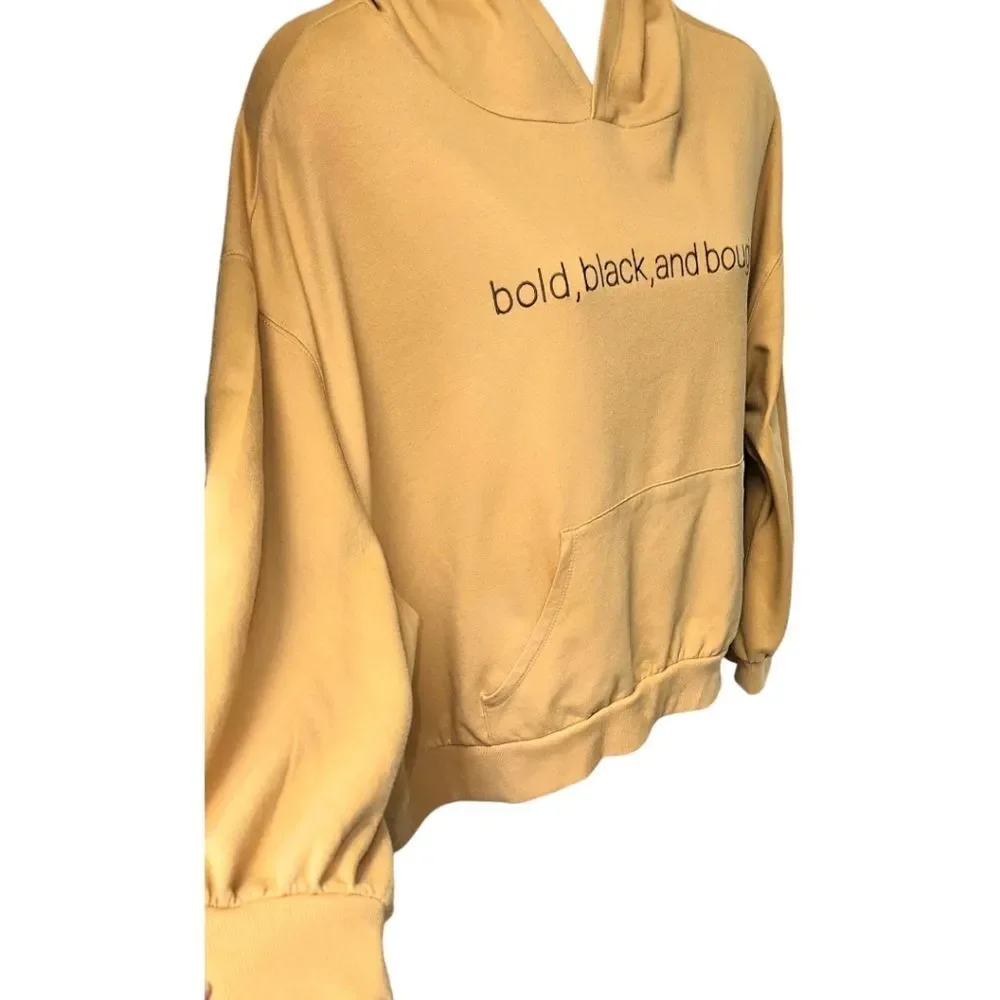 BLACK History Month Plus Size BOLD, BLACK BOUGIE Yellow Hooded Sweatshirt 3X - Picture 5 of 12